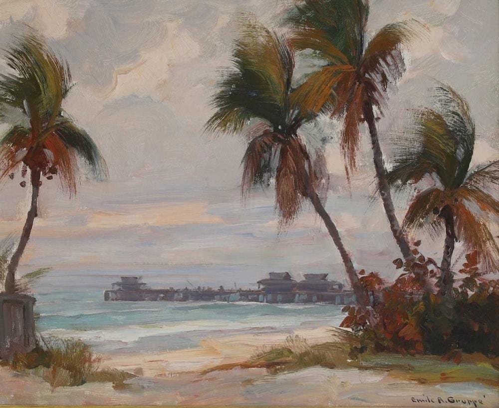 Emile Albert Gruppe comparable auction result: emile albert gruppe american 1896 1978 gray day from 13 ave south naples pier florida
