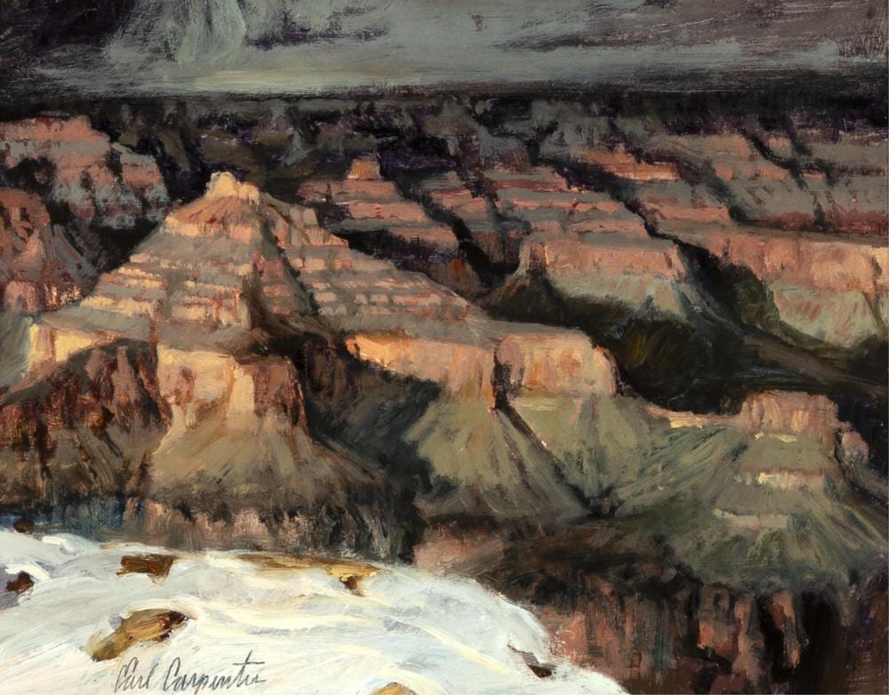 Earl L. Carpenter comparable auction result: earl l carpenter grand canyon in winter 1990