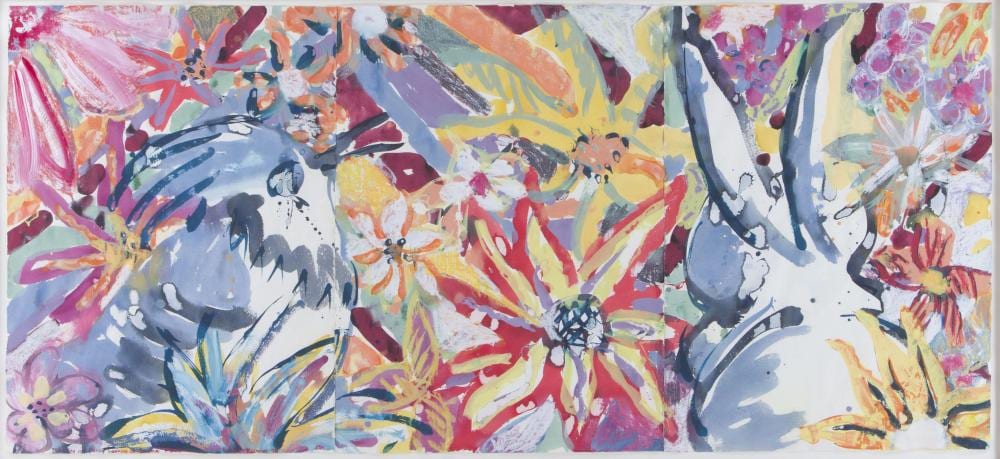 Robert Ellis Kushner comparable auction result: robert ellis kushner american b 1949 blue jay and bunny looking at summer flowers 1978 watercolor and gouache