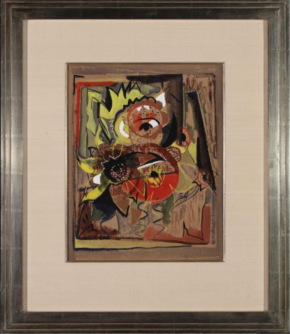 Agnes Weinrich comparable auction result: agnes weinrich massachusetts iowa 1873 1946 sunflowers circa 1930s mixed media on paper 16 5 x 13 framed 28 x 24