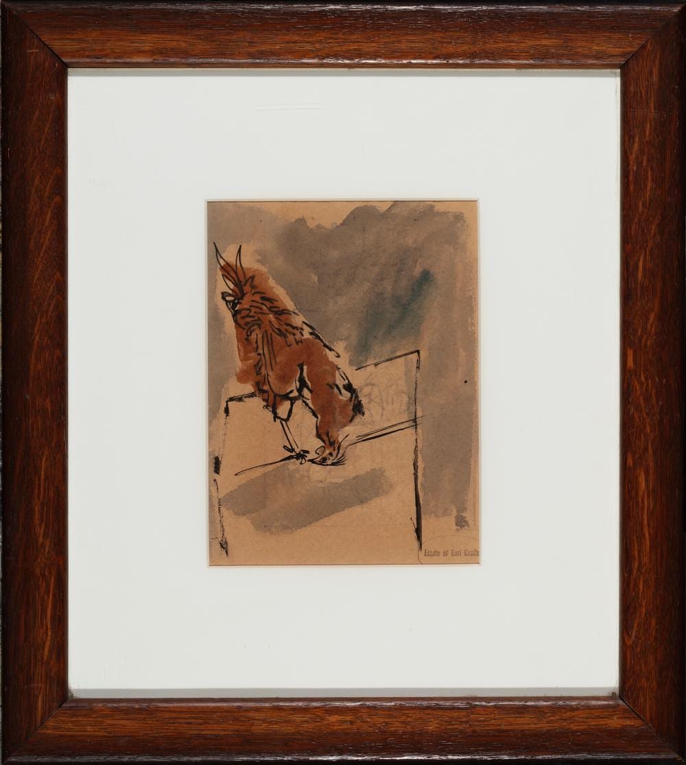 Karl Knaths comparable auction result: karl knaths massachusetts wisconsin 1891 1971 untitled bird undated ink wash and watercolor on paper 8 x 6 sight framed 16 5 x 15