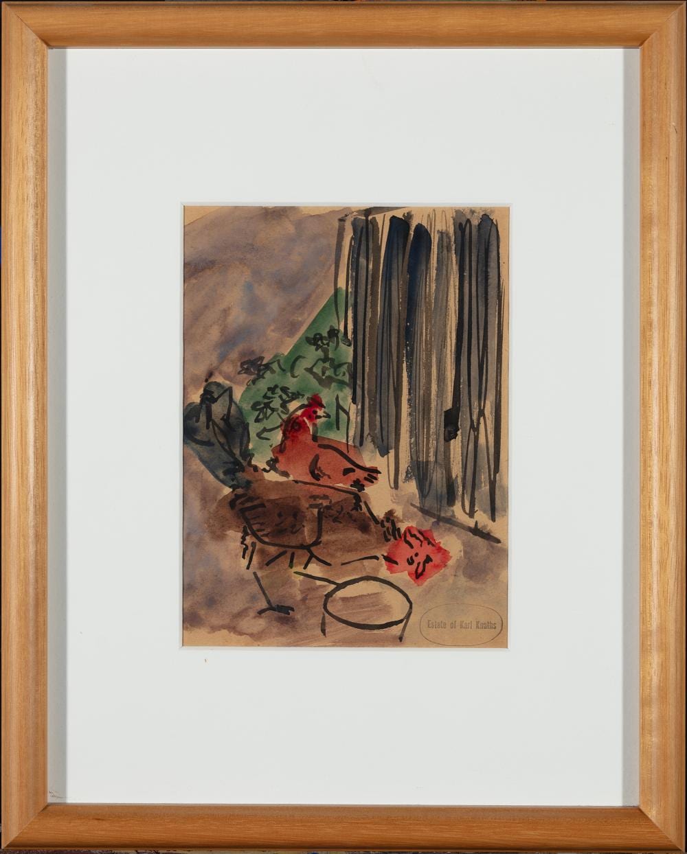 Karl Knaths comparable auction result: karl knaths massachusetts wisconsin 1891 1971 untitled chickens undated ink wash and watercolor on paper 8 x 6 sight framed 15 25 x 12 25