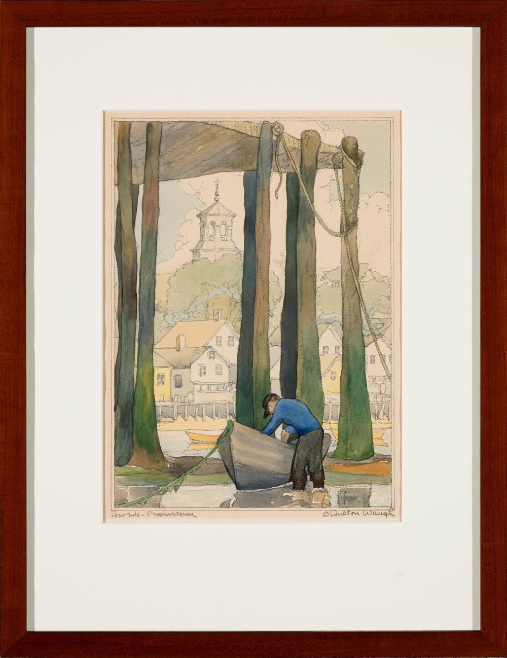Coulton Waugh comparable auction result: coulton waugh new york 1896 1973 low tide provincetown undated hand colored print 12 x 8 5 sight framed 20 x 15 5