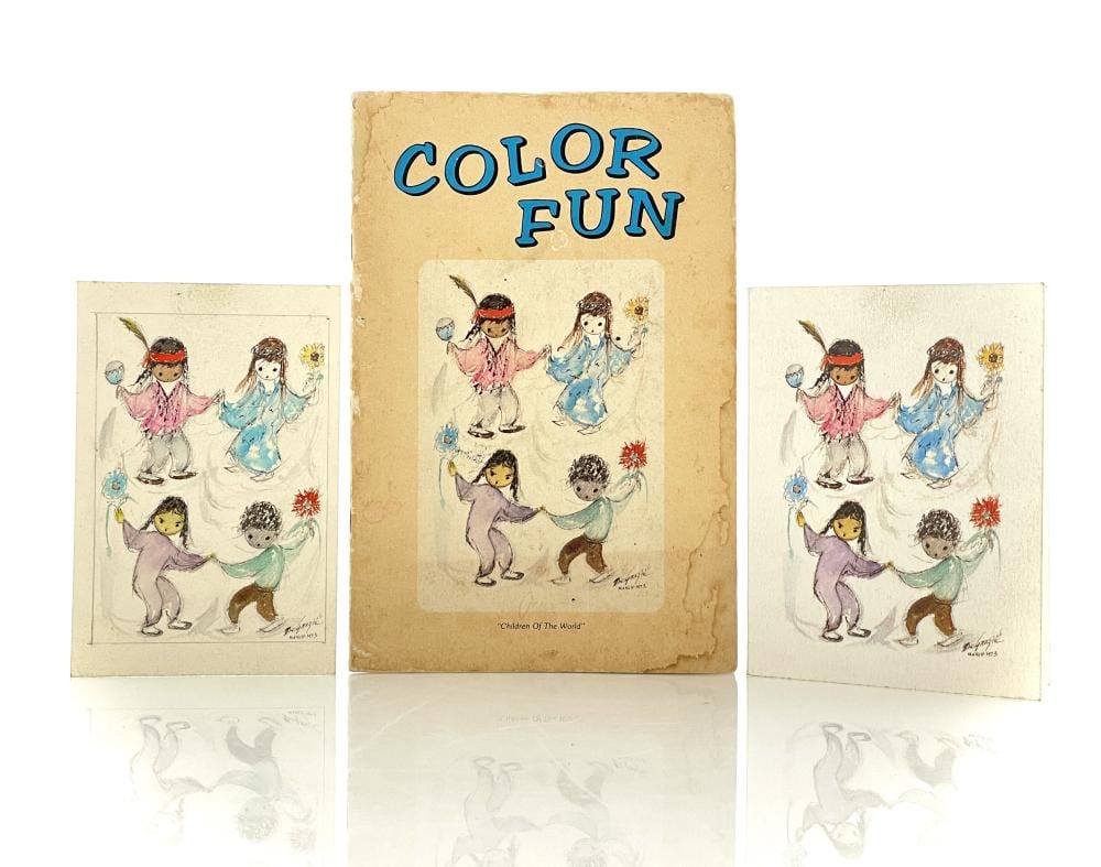 Ted DeGrazia comparable auction result: original ted degrazia children of the world watercolor on paper with coloring book