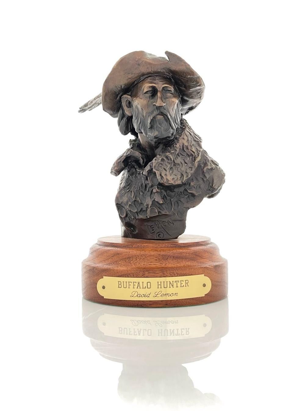 David Lemon comparable auction result: david lemon buffalo hunter bronze sculpture