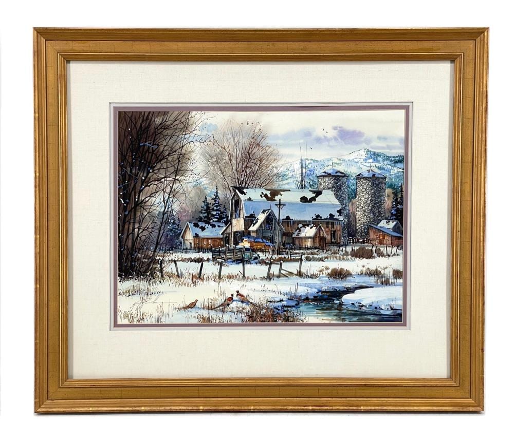 Kirk Randle comparable auction result: kirk randle winter landscape gouache