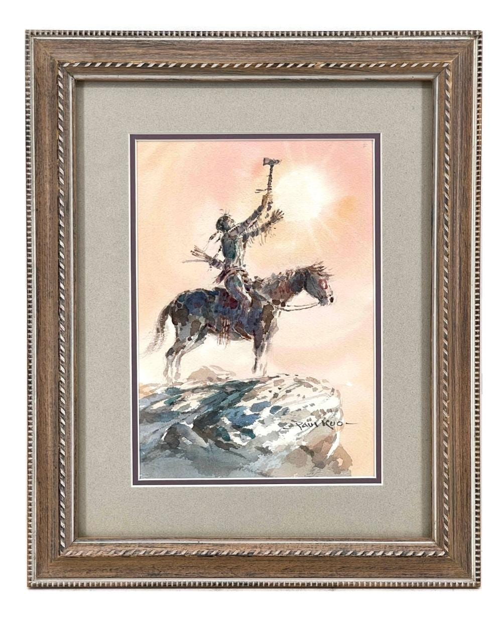 Paul Kuo comparable auction result: paul kuo indian warrior watercolor on paper