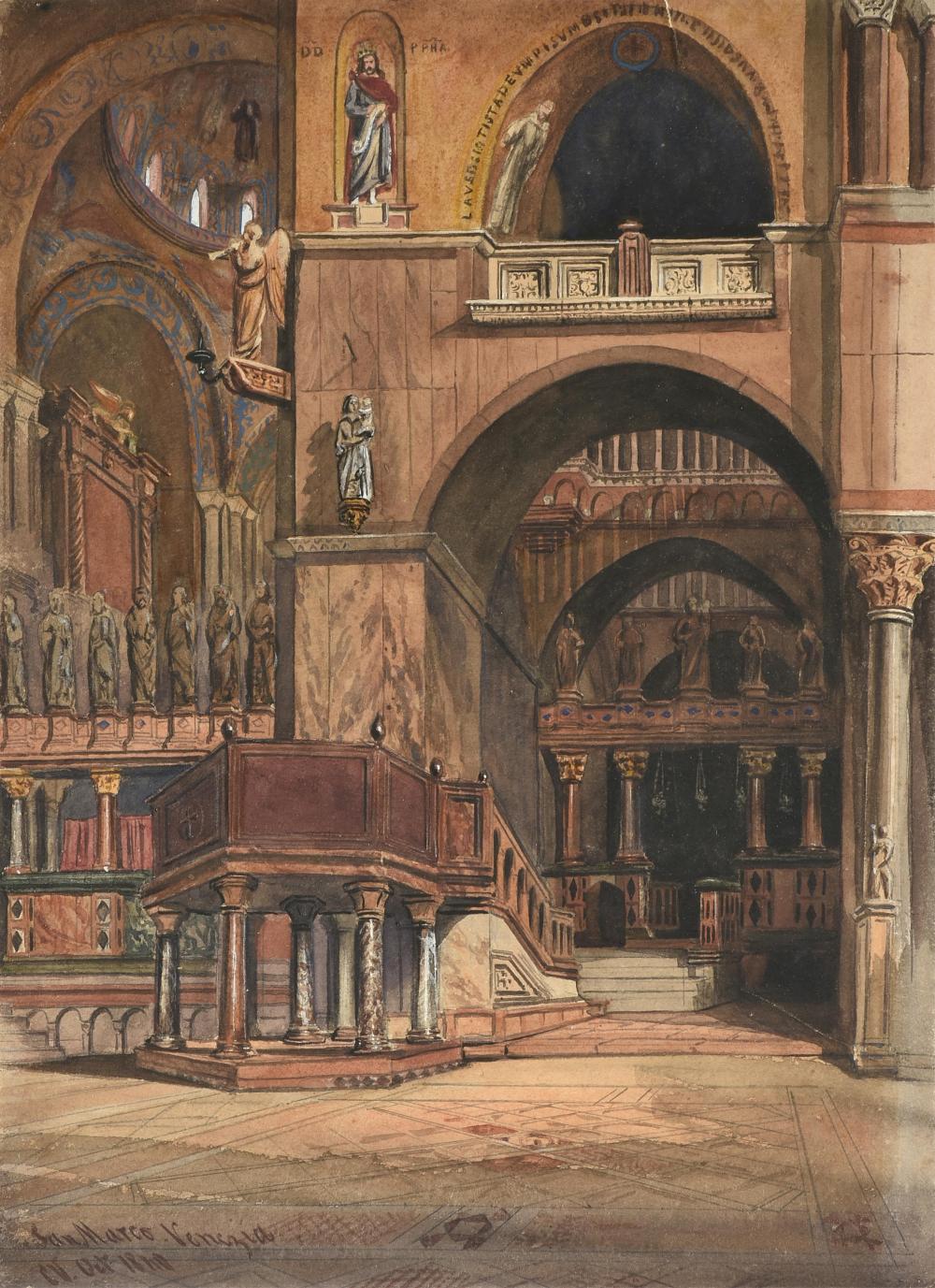 Charles Vacher comparable auction result: charles vacher british 1818 1883 st mark s venice 1840 14 3 8 x 10 5 8 in 36 5 x 27 cm mat 19 1 8 x 15 1 8 in 48 6 x 38 4 cm