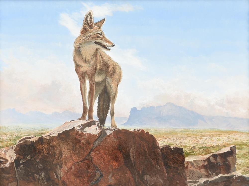 travis keese american texas 1932 2023 don coyote late 20th century 18 x 24 in 45 7 x 61 cm frame 28 x 33 3 4 in 71 1 x 85 7 cm · Simpson Galleries, LLC · 2026-05-16 Travis Keese comparable auction result: travis keese american texas 1932 2023 don coyote late 20th century 18 x 24 in 45 7 x 61 cm frame 28 x 33 3 4 in 71 1 x 85 7 cm