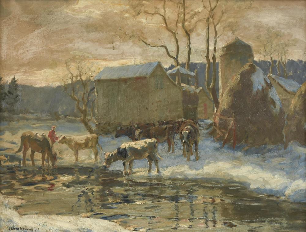 George Glenn Newell comparable auction result: george glenn newell american 1870 1947 february afternoon outing 1937 36 x 48 in 91 4 x 121 9 cm frame 40 x 51 3 4 in 101 6 x 131 4 cm