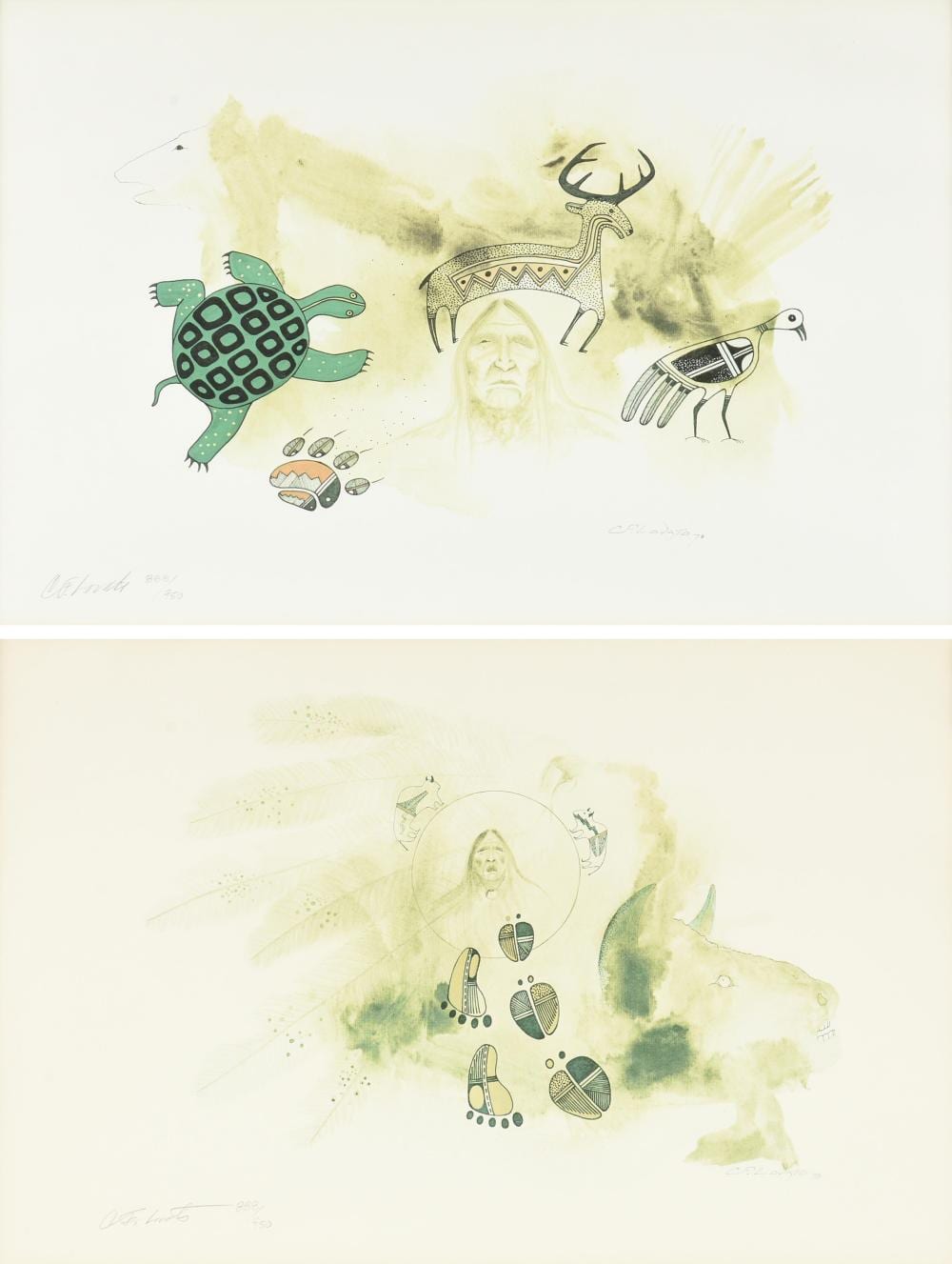 Charles Lovato comparable auction result: charles lovato kewa 1937 1987 two prints untitled 1978 each 11 1 4 x 17 in 28 6 x 43 2 cm frames 17 x 23 1 4 in 43 2 x 59 1 cm