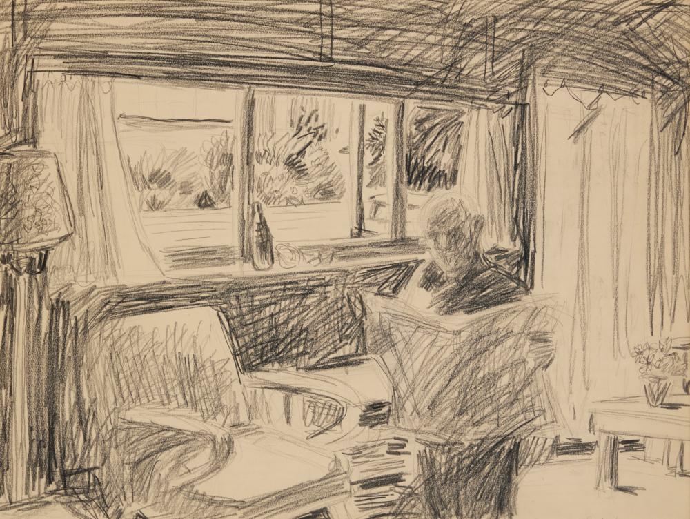 Paul Wonner comparable auction result: paul wonner 1920 2008 untitled interior with man reading newspaper 1980