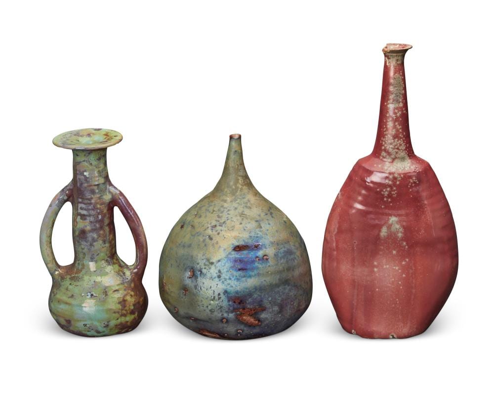 Beatrice Wood comparable auction result: beatrice wood 1893 1998 three glazed earthenware vessels mid late 20th century