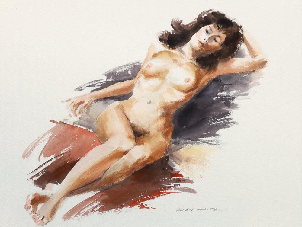 Allan Waite comparable auction result: allan waite untitled original watercolour and ink i 37cm x 47cm f 46cm x 58cm