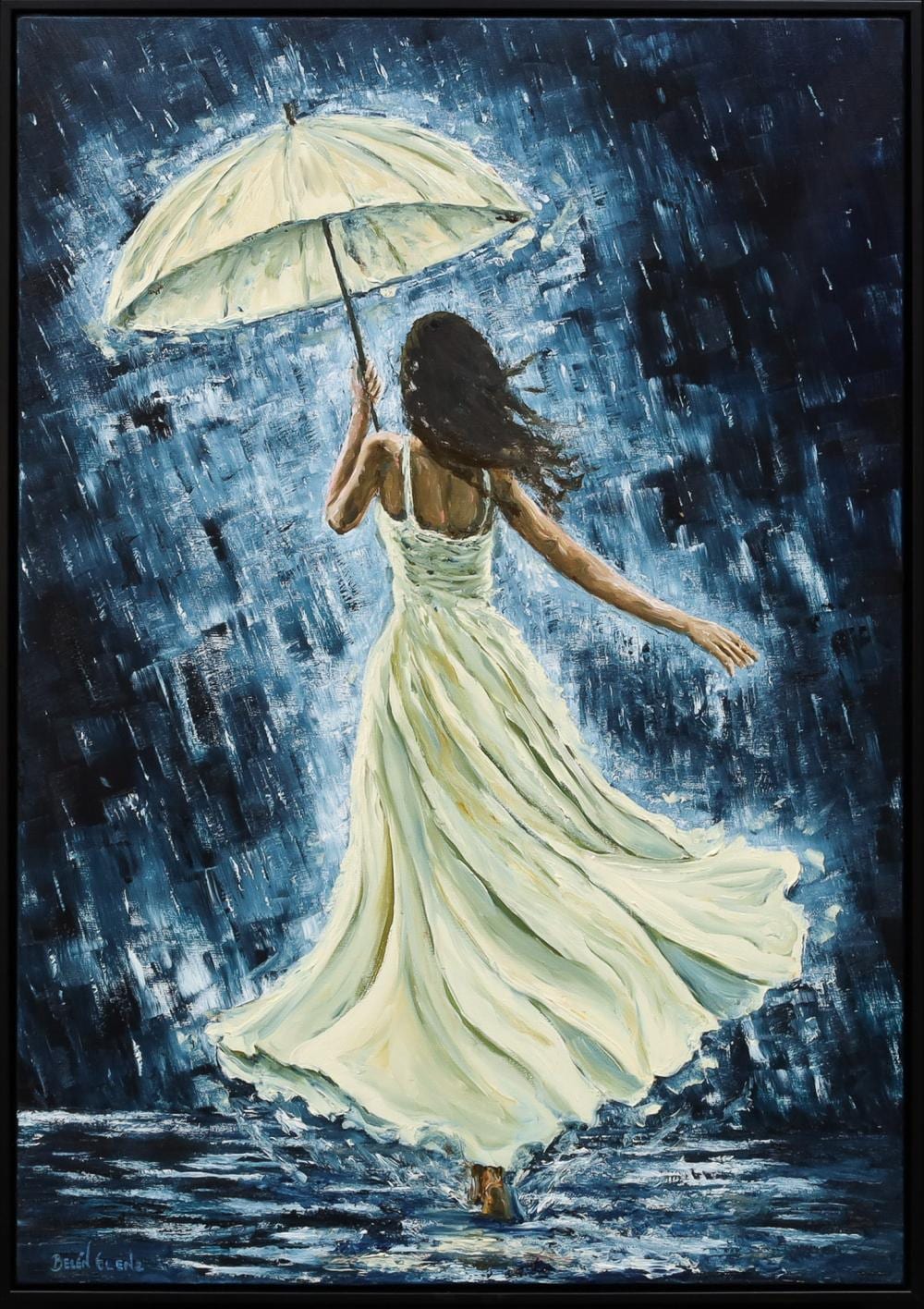 Belen Glenz comparable auction result: belen glenz strolling in white oil on linen 73cm x 103cm