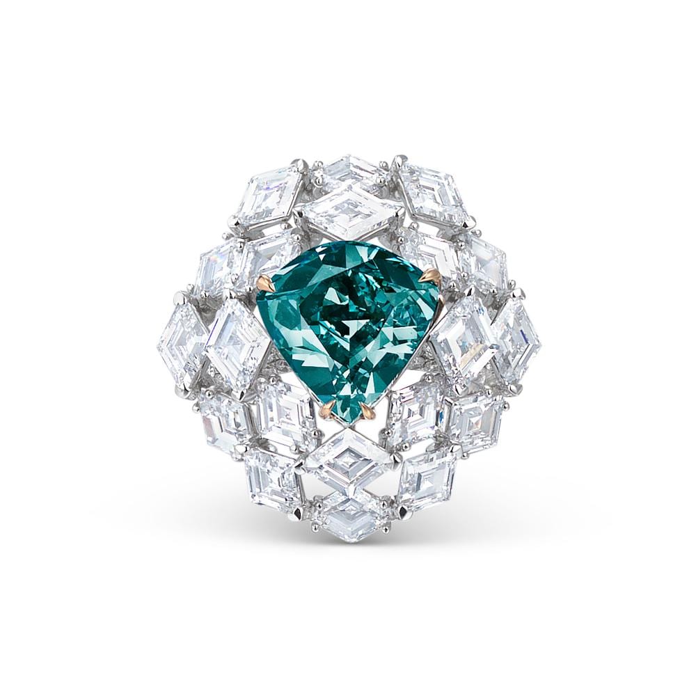 The Ocean Dream Spectacular Coloured Diamond AND DIAMOND RING. comparable sale