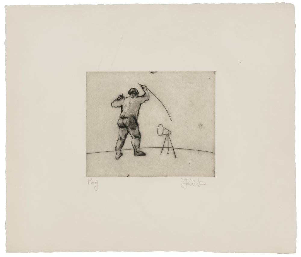 William Joseph Kentridge comparable auction result: william kentridge b 1955 untitled artist standing from hmv etching