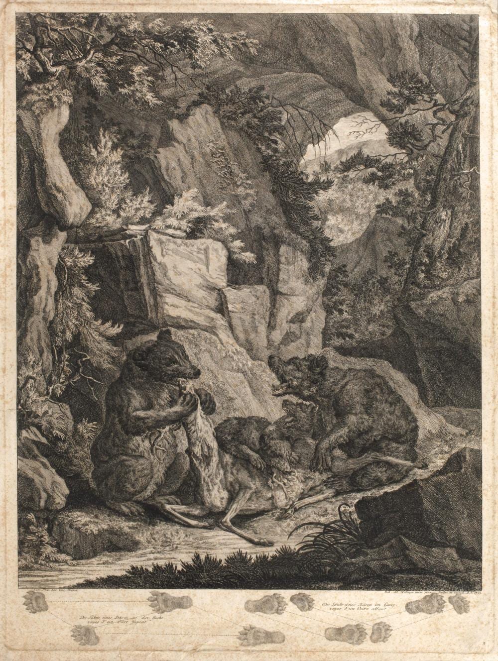 Johann Elias Ridinger comparable auction result: johann elias ridinger b ren rei en einen hirsch