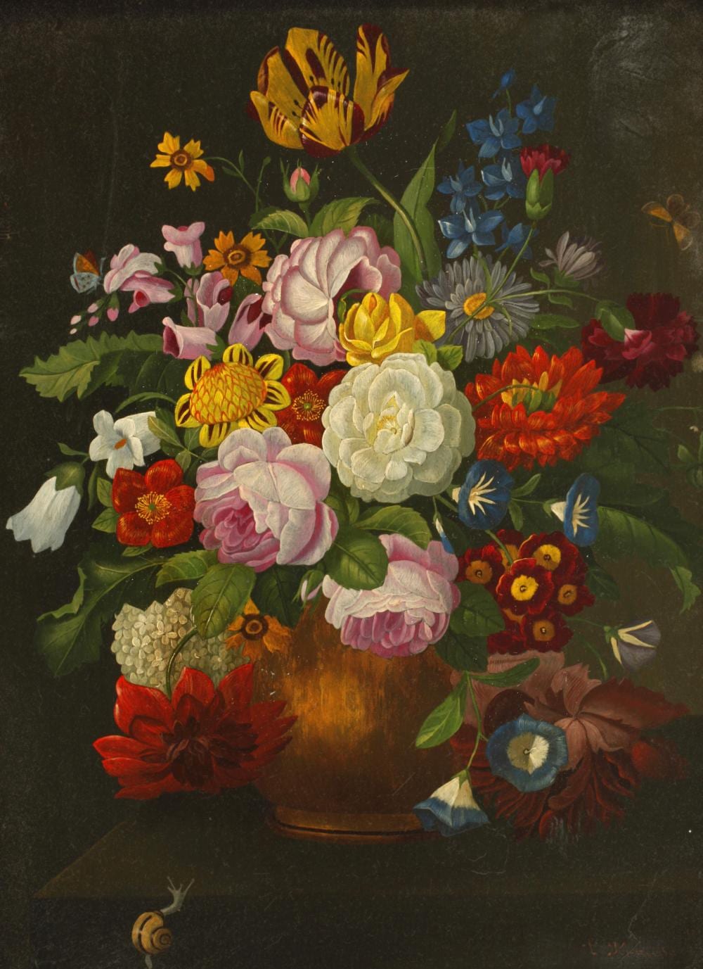Lina Krause comparable auction result: lina krause blumen in tonvase