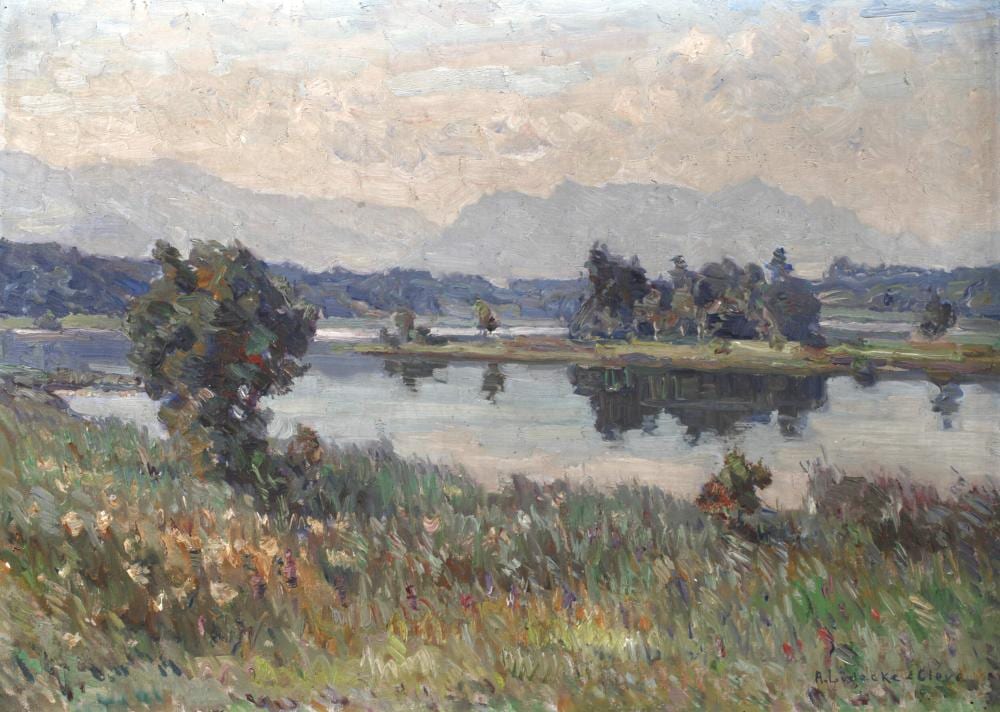 August Lüdecke-Kleve comparable auction result: august l decke cleve am flussufer