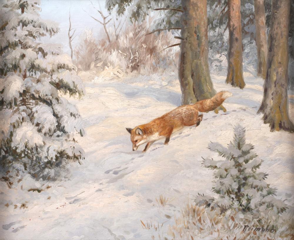 Friedrich Reimann comparable auction result: friedrich reimann fuchs in winterlandschaft