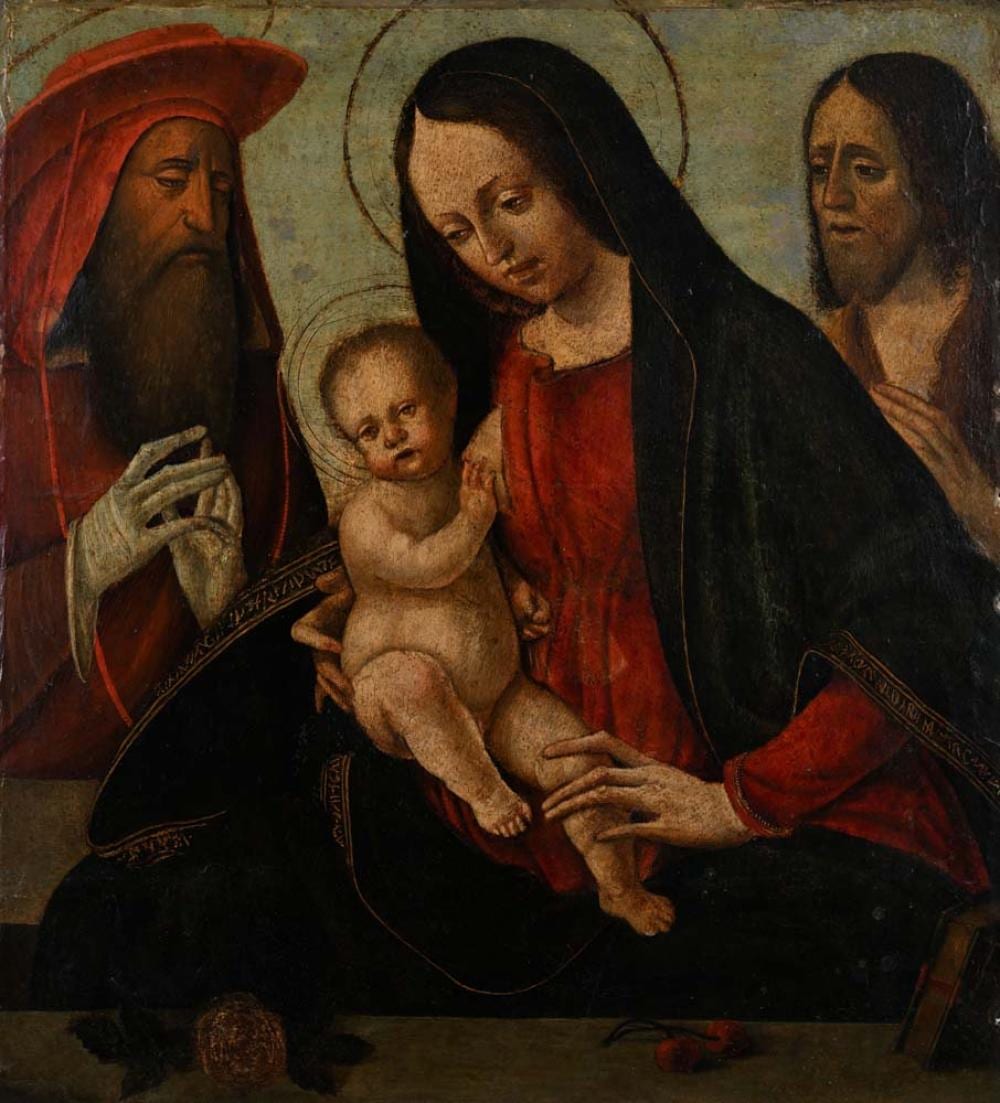 Bernardino Luini comparable auction result: bernardino luini circle of dumenza ca 1481 milan 1532 madonna and child between saints jerome and john the baptist