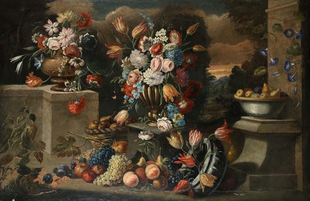 Francesco Lavagna comparable auction result: francesco lavagna active in naples in the 18th century still life with vases of flowers and fruit