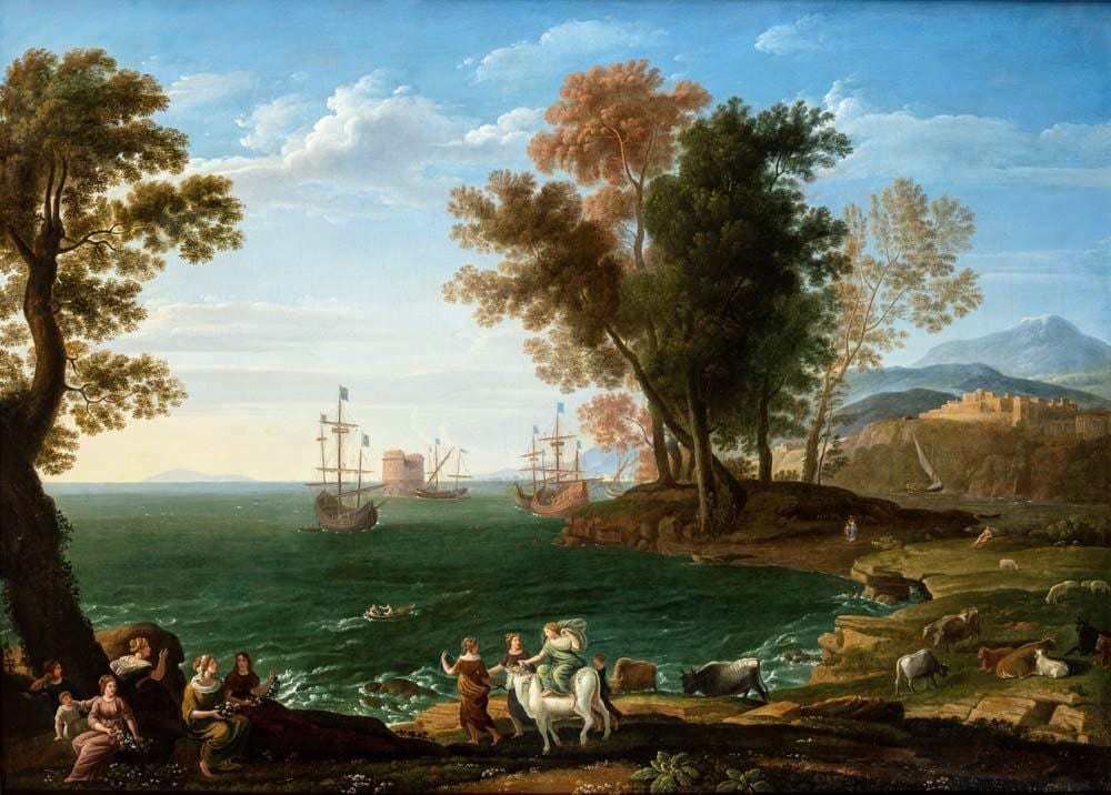 Claude Lorrain comparable auction result: claude lorrain copy of champagne 1600 rome 1682 the rape of europa 18th century