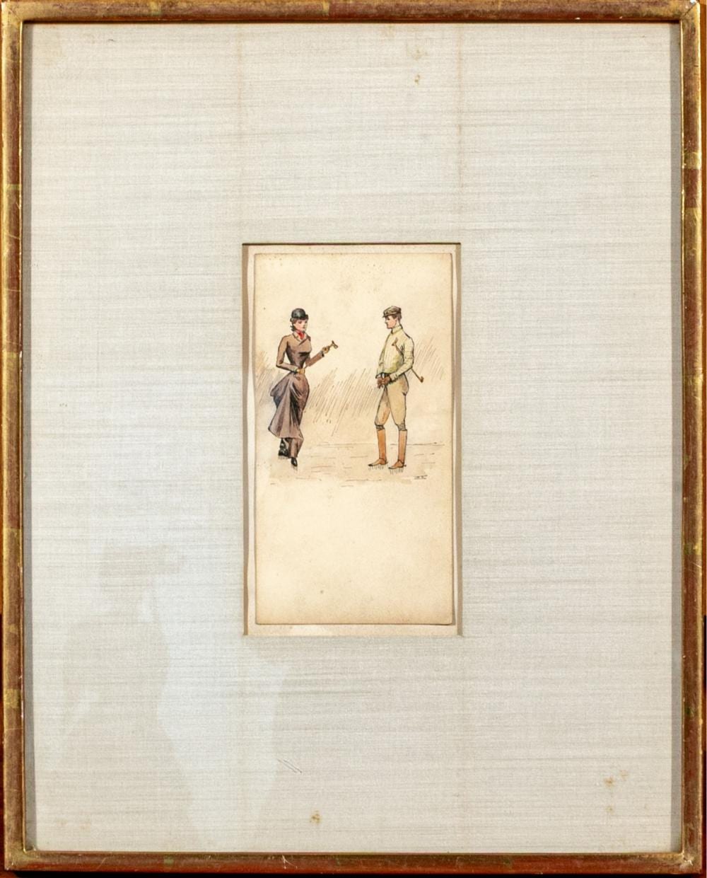 Charles Dana Gibson comparable auction result: charles dana gibson american 1867 1944 a sporting couple ink and watercolor on paper