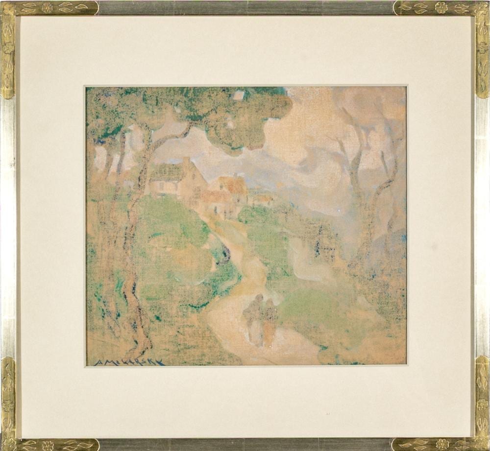 Abram Molarsky comparable auction result: abram molarsky american 1883 1951 pastel on paper impressionist path from a village
