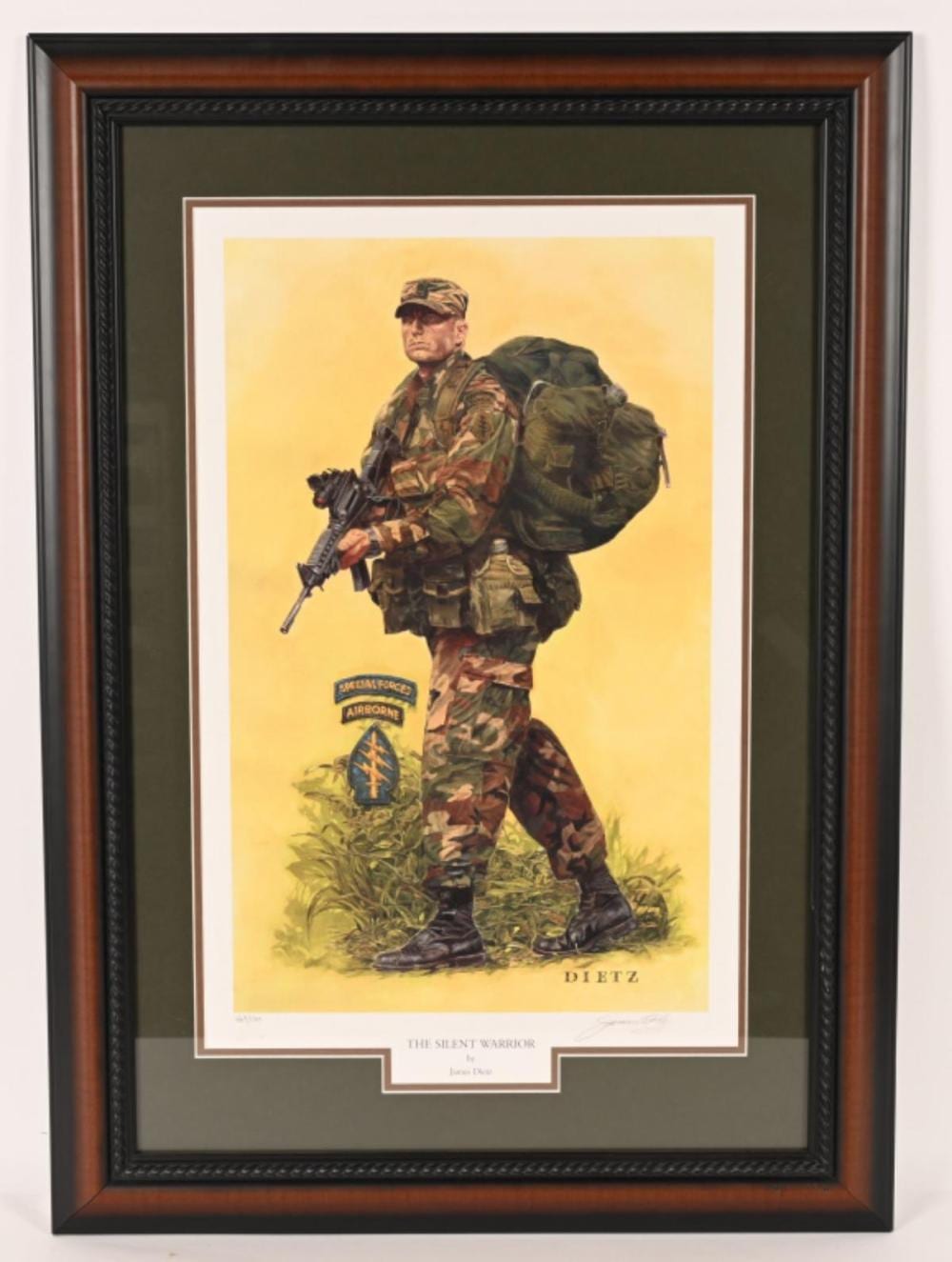 James Dietz comparable auction result: framed silent warrior art print by james dietz