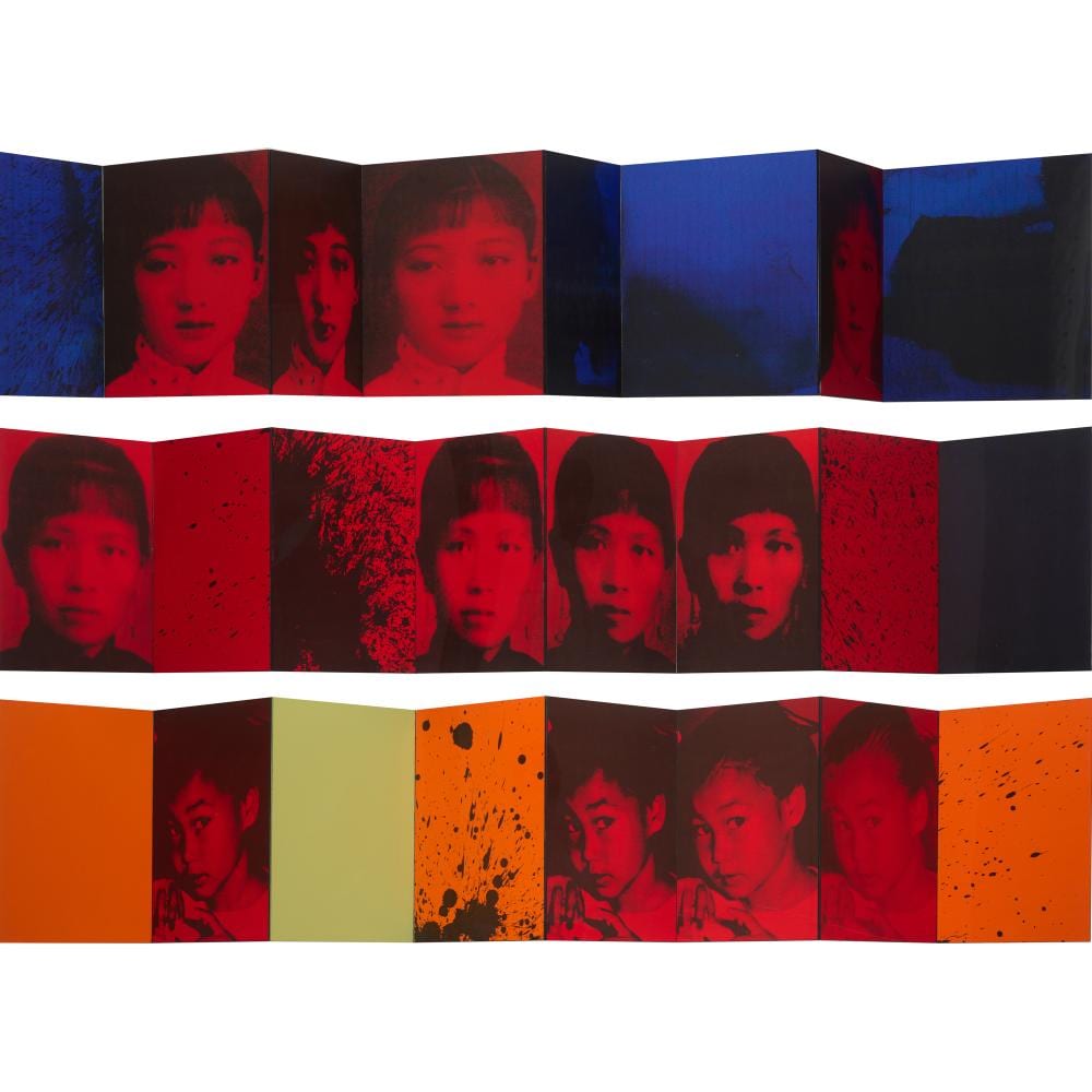 Lindy Lee comparable auction result: lindy lee born 1954 from the birth and death series 2007 inkjet print and acrylic on chinese accordion books 3 40 x 180cm each