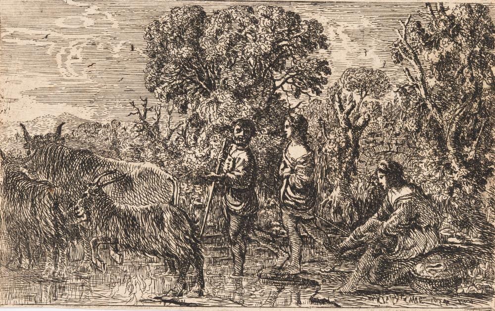 Claude Lorrain comparable auction result: claude lorrain claude gell e c 1600 champagne rome 1682 le passage du gu the ford le passage du gu die berquerung der furt
