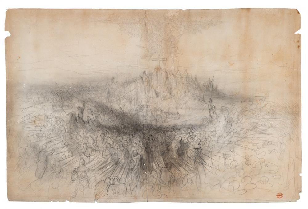 Gustave Doré comparable auction result: gustave dor strasbourg 1832 paris 1883 the triumph of the cross graphite on paper with stamp of the artist s atelier in the lower right corner