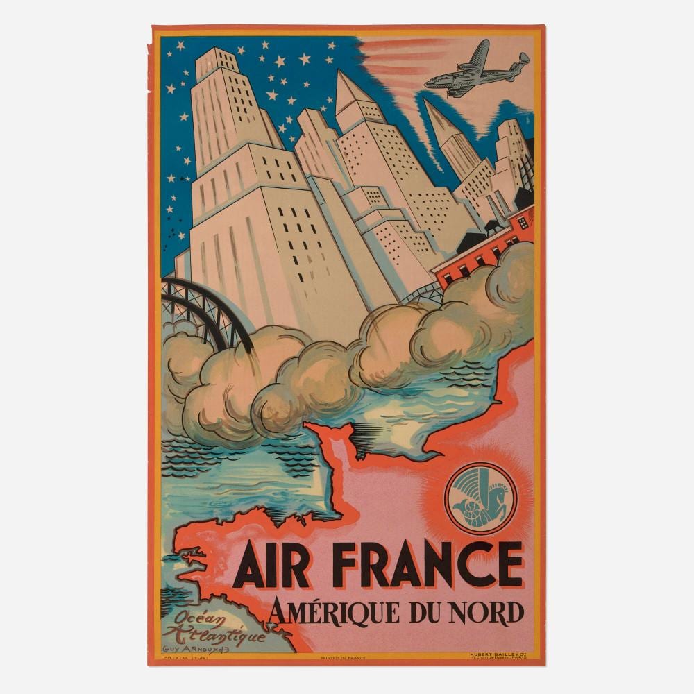 Guy Arnoux comparable auction result: guy arnoux air france amerique du nord vintage poster