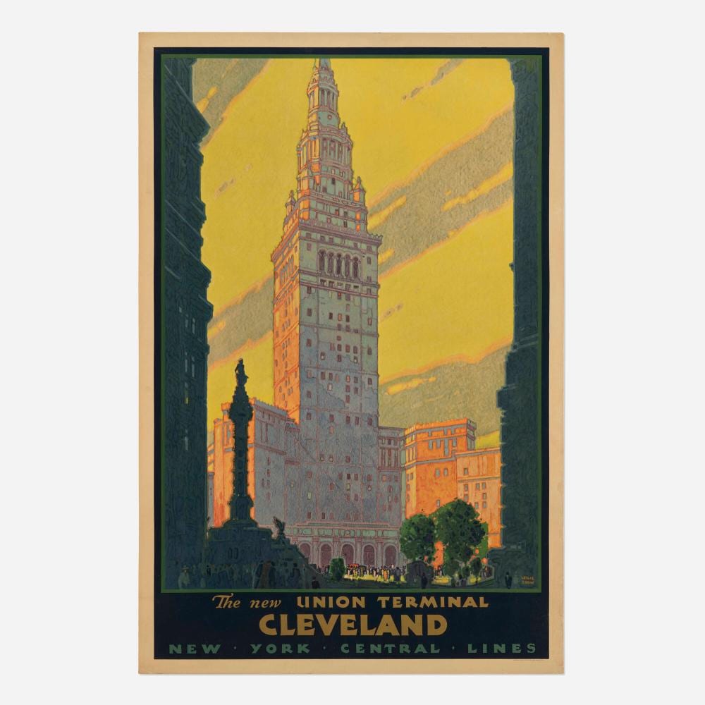 Leslie Darrell Ragan comparable auction result: leslie ragan new york central union terminal cleveland vintage poster