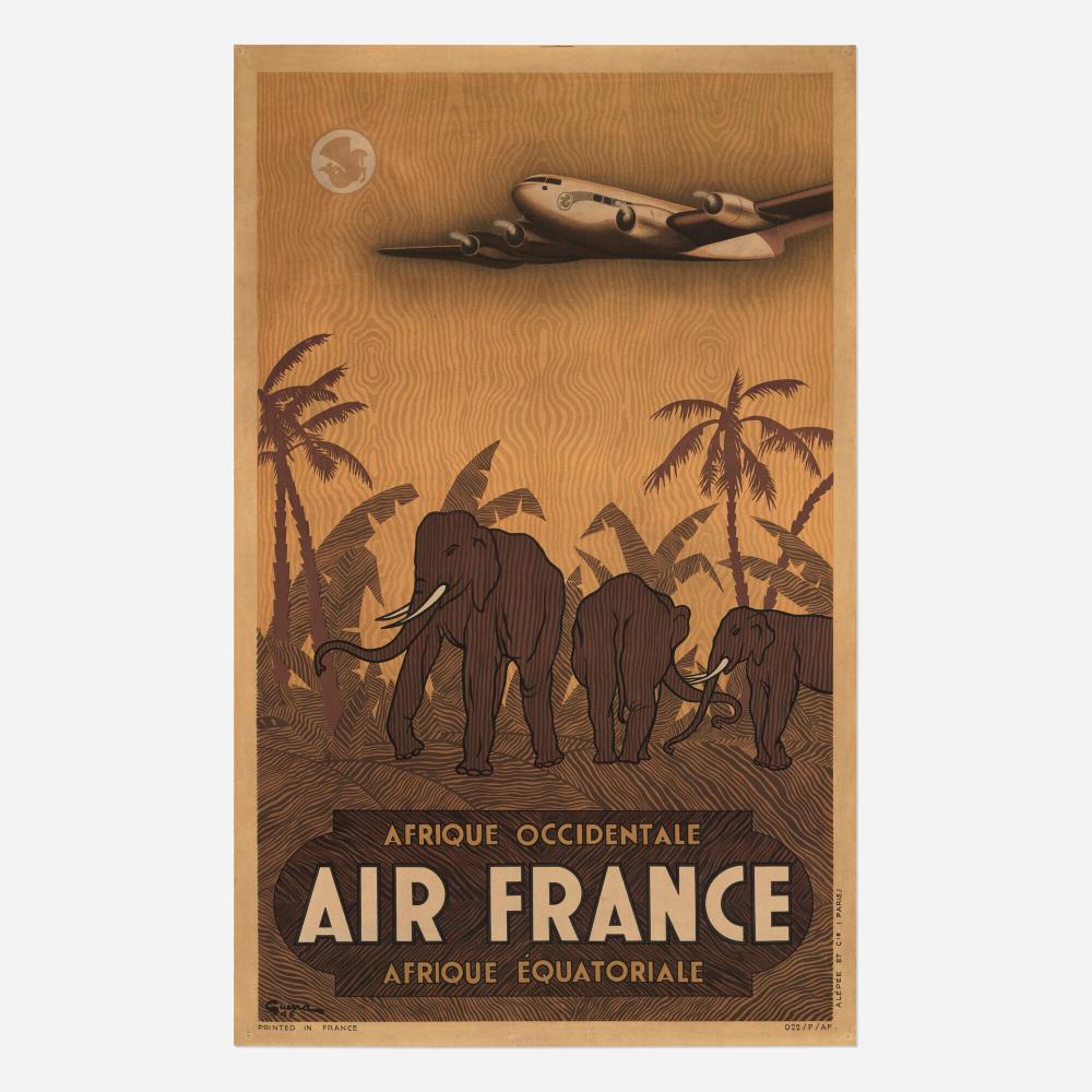 Vincent Guerra comparable auction result: vincent guerra air france afrique occidentale afrique equatoriale vintage poster