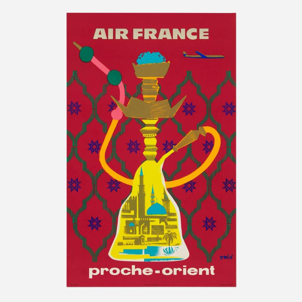 Eric Castel comparable auction result: eric raoul eric castel air france proche orient vintage poster