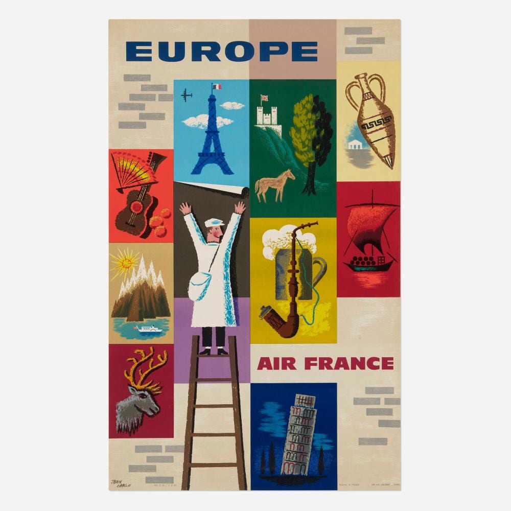 Jean Carlu comparable auction result: jean carlu air france europe vintage poster