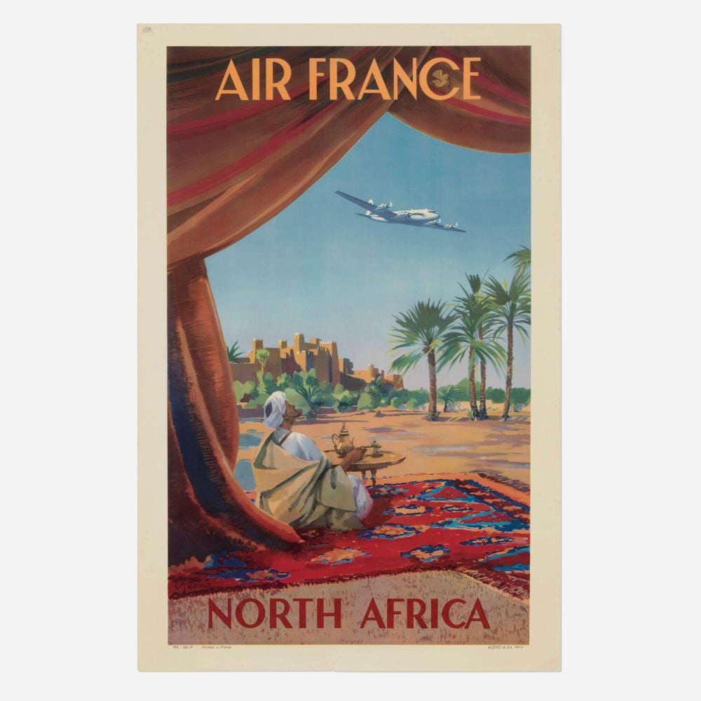 Vincent Guerra comparable auction result: vincent guerra air france north africa vintage poster
