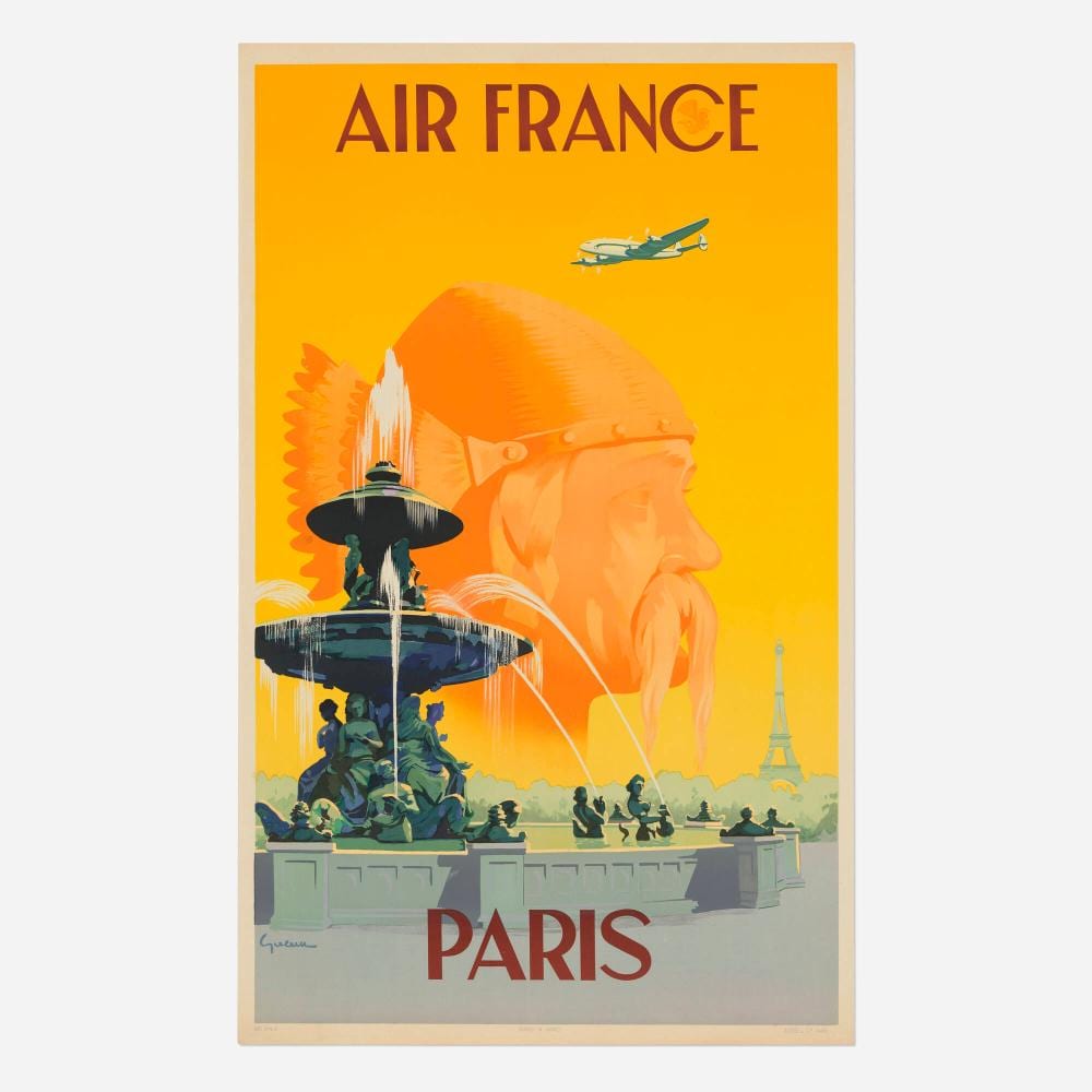Vincent Guerra comparable auction result: vincent guerra air france paris vintage poster
