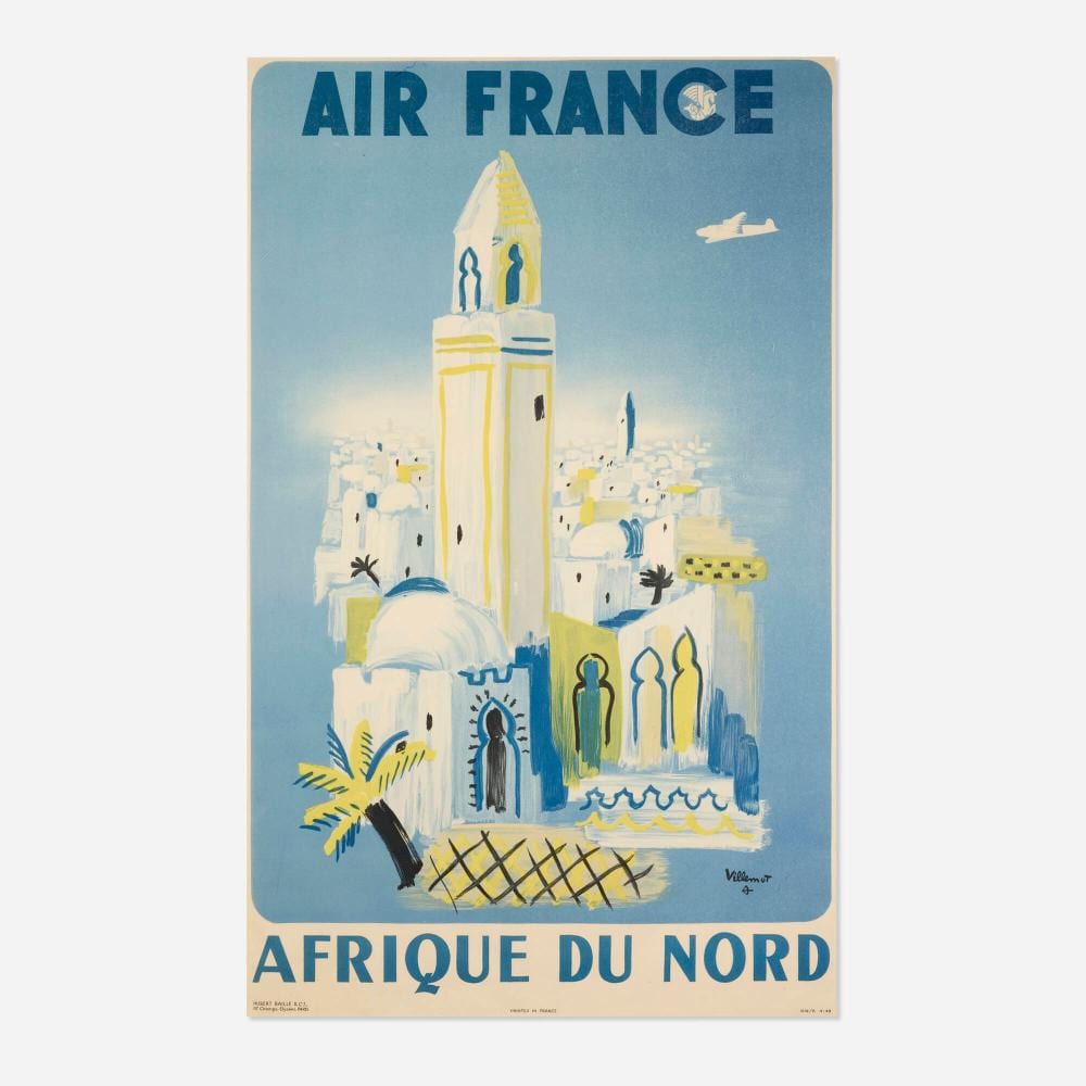 Bernard Villemot comparable auction result: bernard villemot air france afrique du nord vintage poster
