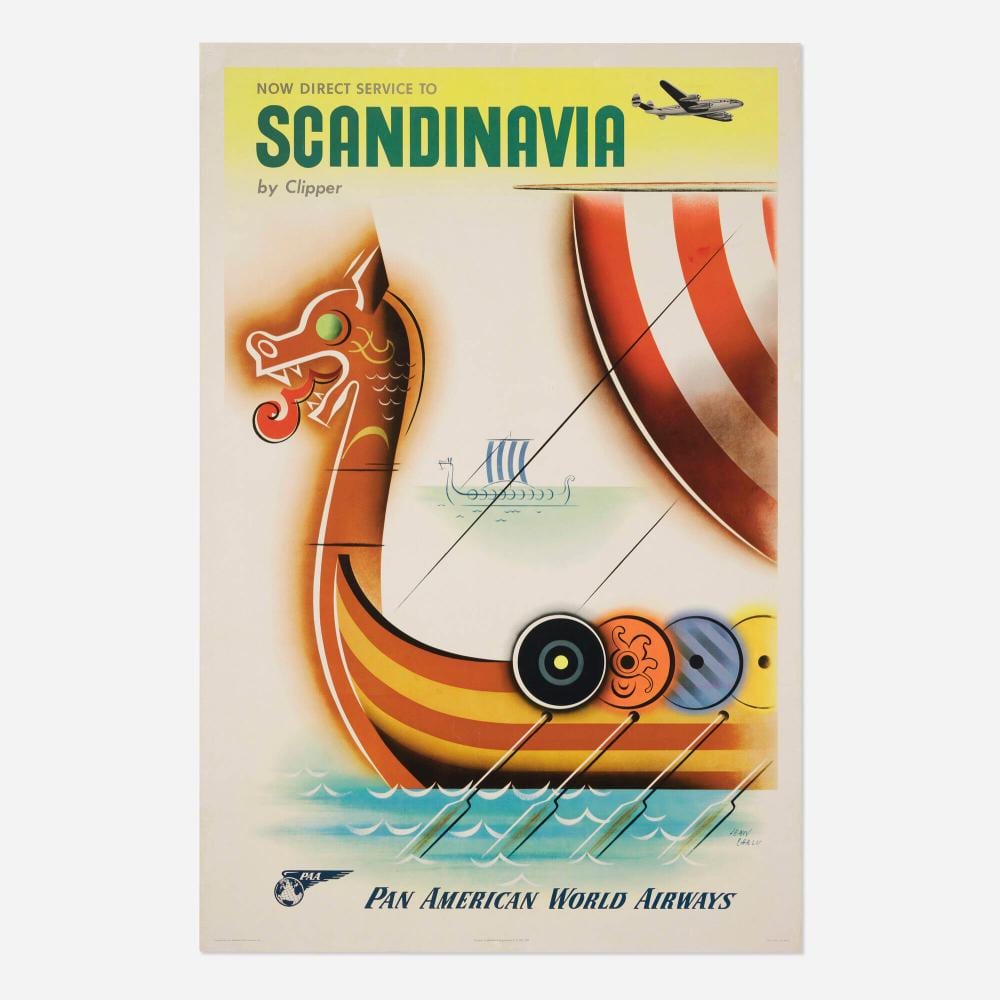 Jean Carlu comparable auction result: jean carlu pan american world airways scandinavia vintage poster