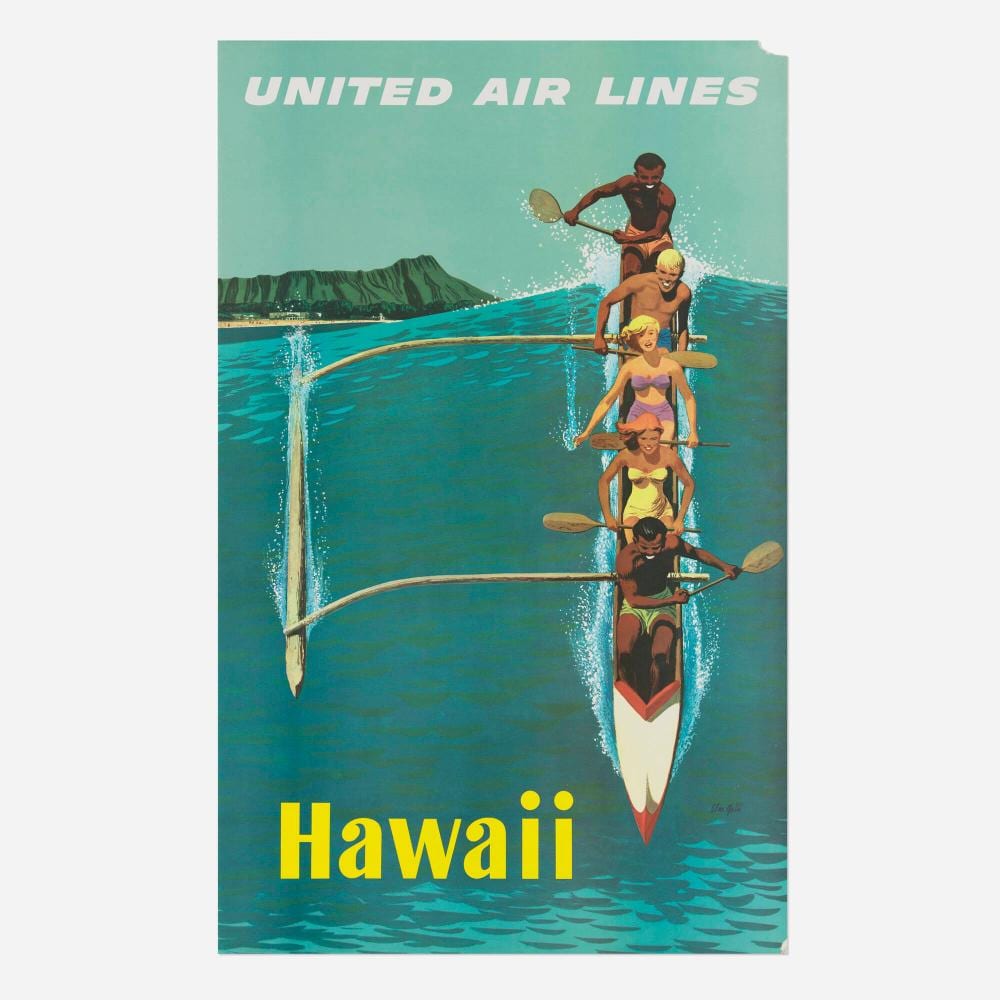 Stan Galli comparable auction result: stan galli united air lines hawaii vintage poster
