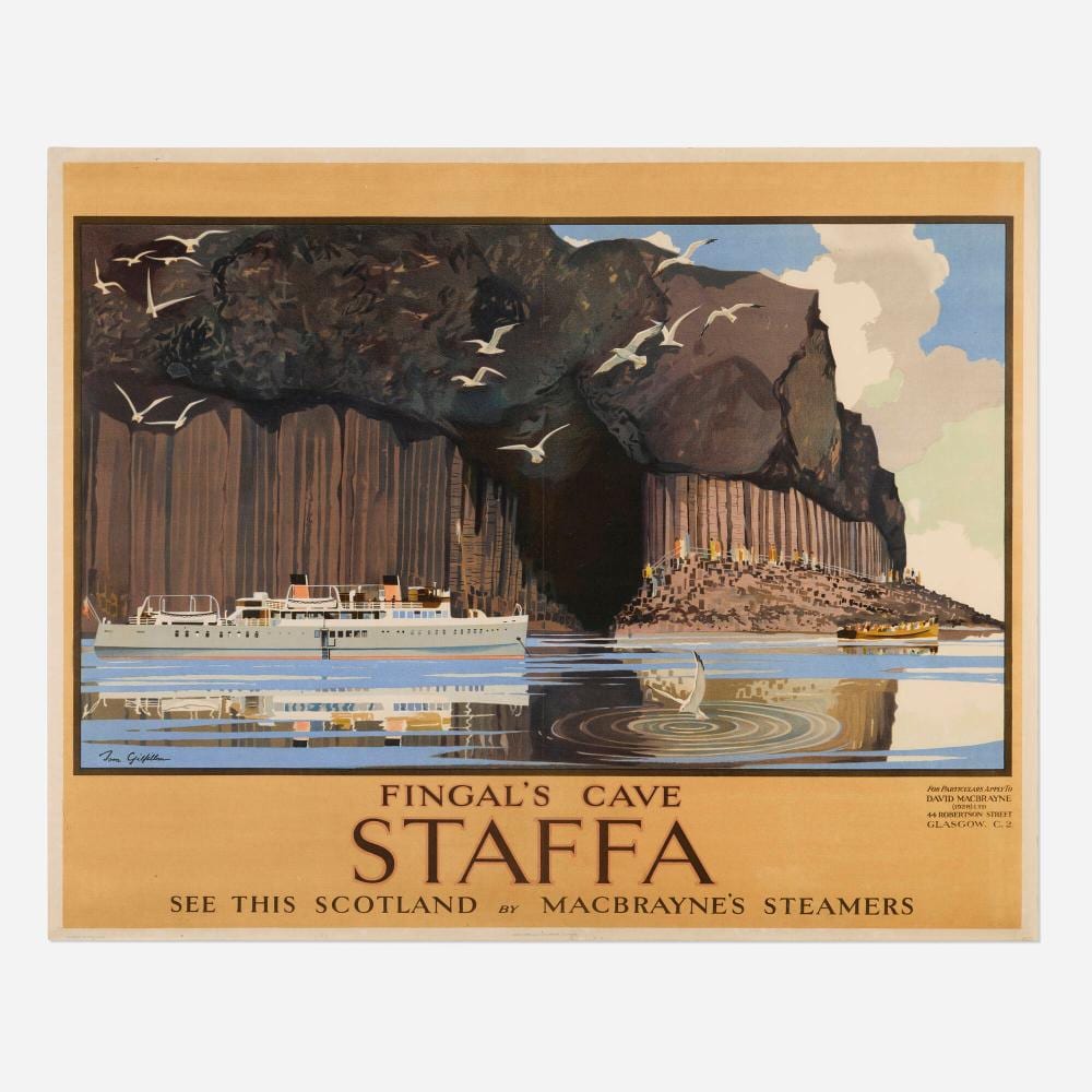 tom gilfillan fingal s cave staffa vintage poster · Poster Auctions International Inc · 2026-05-20 Tom Gilfillan comparable auction result: tom gilfillan fingal s cave staffa vintage poster