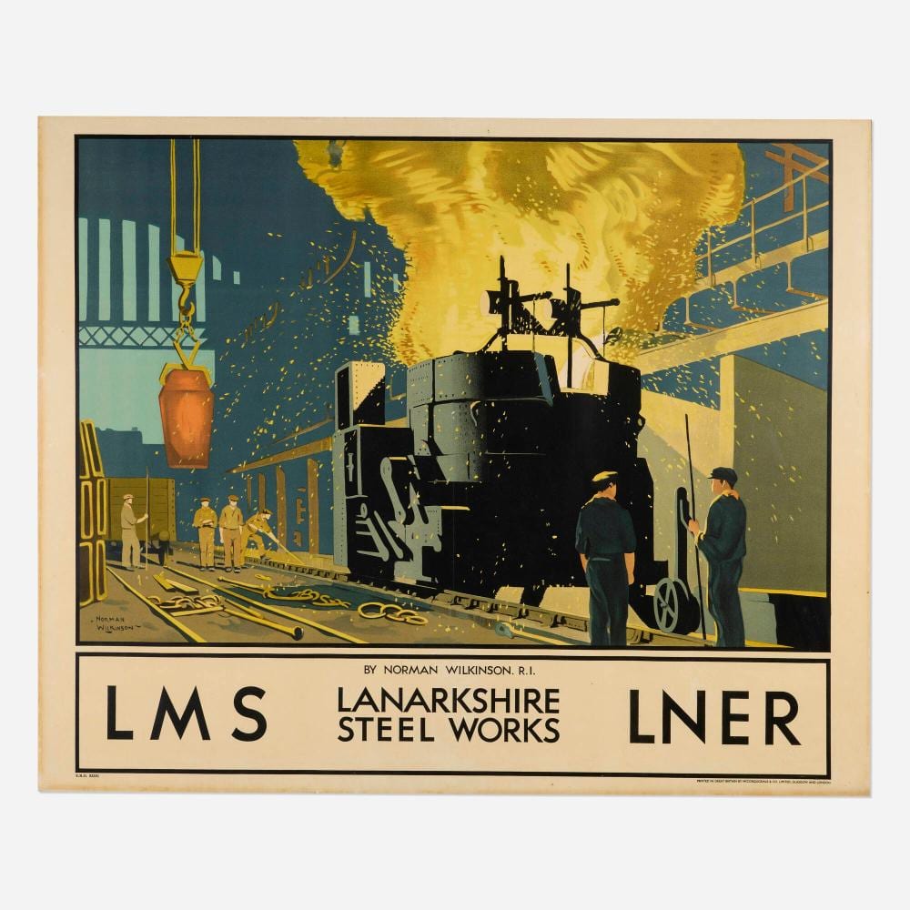 Norman Wilkinson comparable auction result: norman wilkinson lms lner lanarkshire steel works vintage poster
