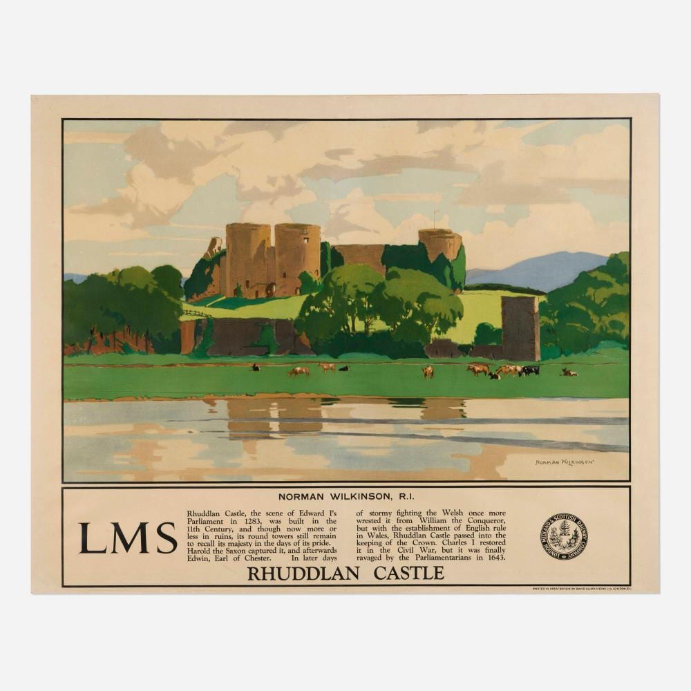 norman wilkinson lms rhuddlan castle vintage poster · Poster Auctions International Inc · 2026-05-20 Norman (1882) Wilkinson comparable auction result: norman wilkinson lms rhuddlan castle vintage poster