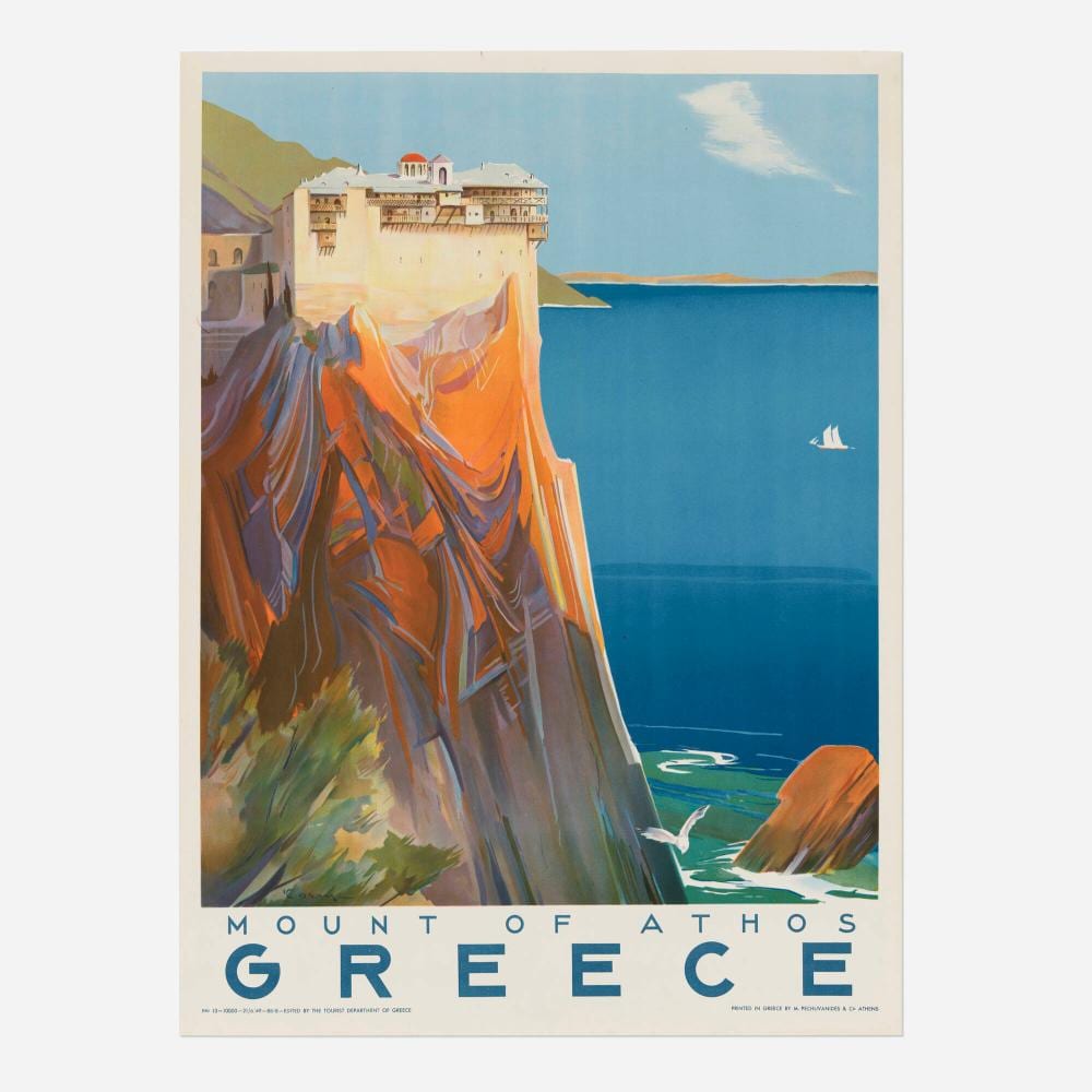 Georgios Kosmadopoulos comparable auction result: georgios kosmadopoulos greece mount of athos vintage poster