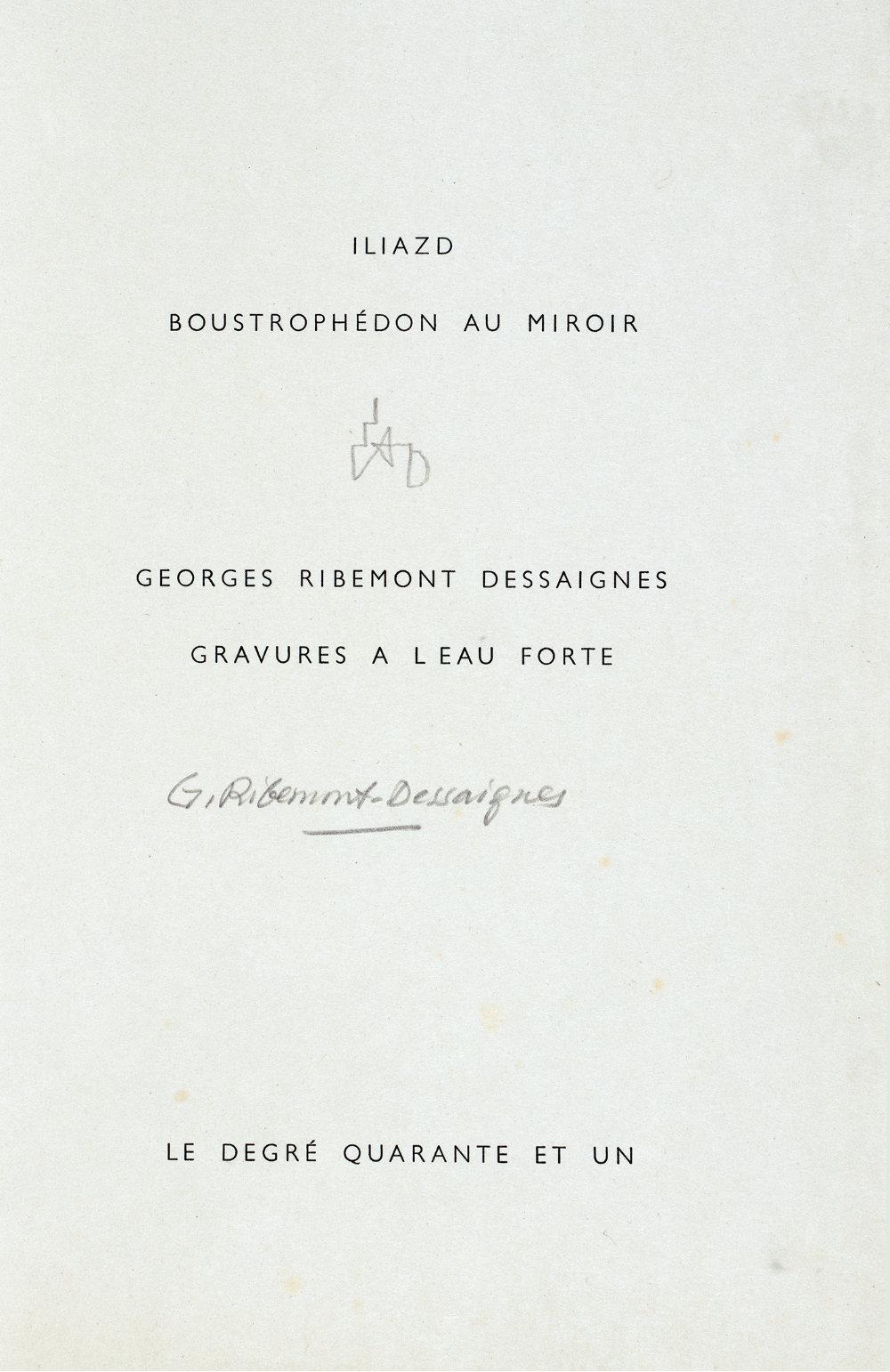 Georges Ribemont-Dessaignes comparable auction result: georges ribemont dessaignes ilia zdanewitch iliazd boustroph don au miroir 1971