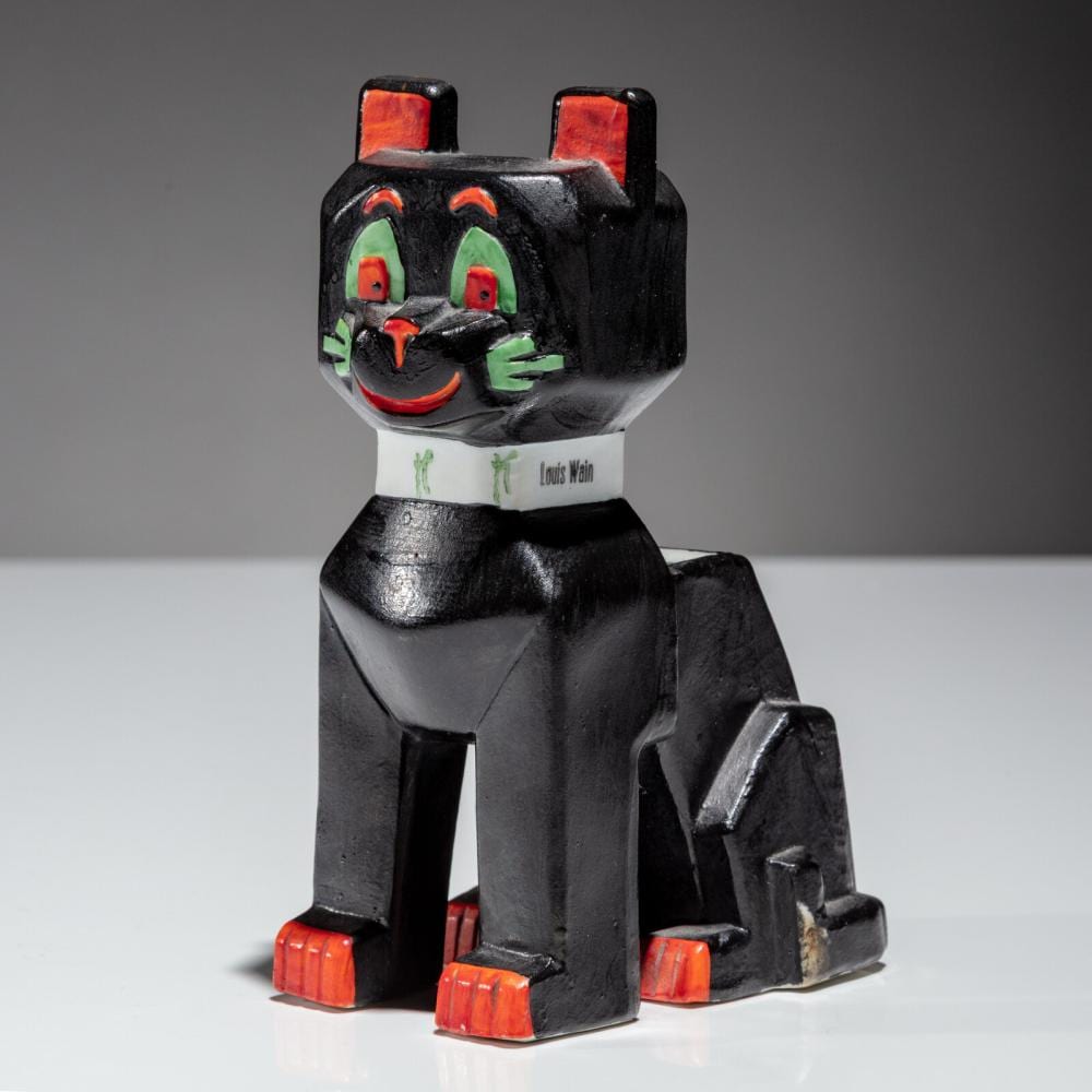 Louis William Wain comparable auction result: louis wain english 1860 1939 lucky black cat spill vase